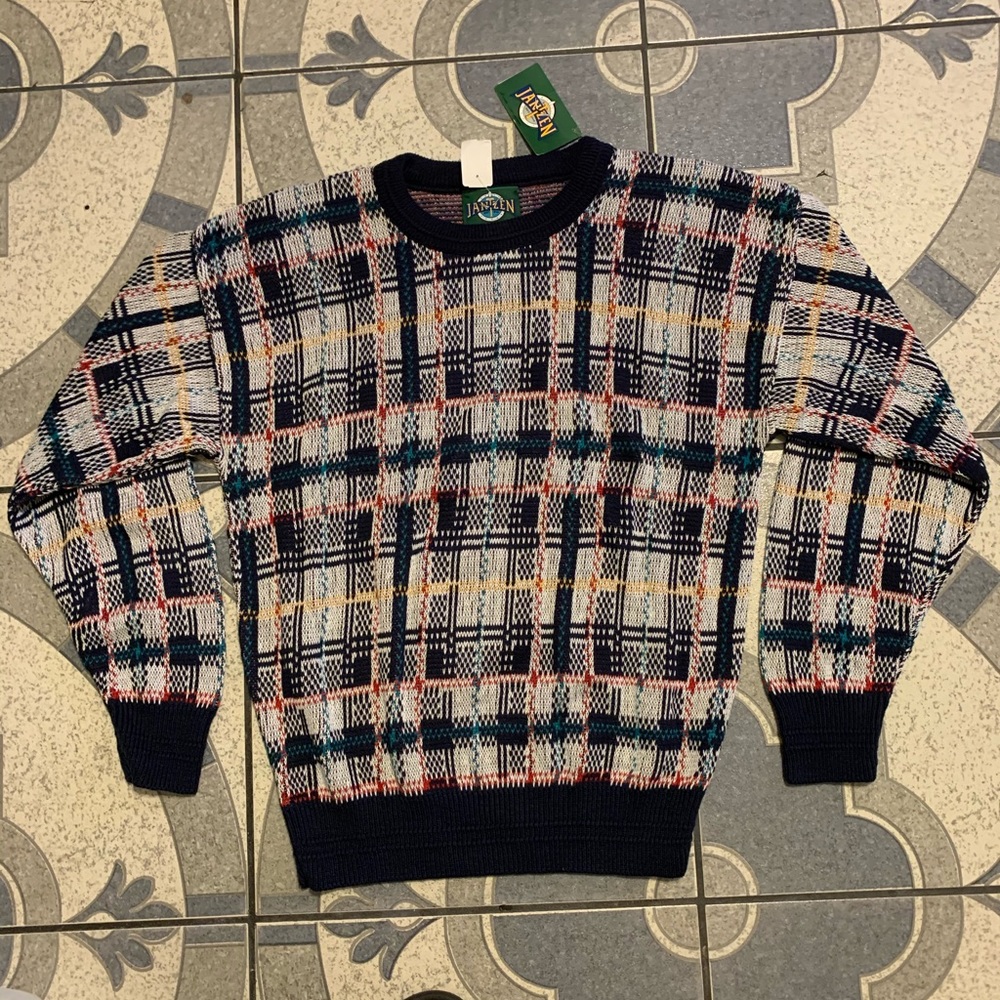 NWT Vintage Jantzen Plaid Crewneck Sweater Sz M